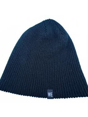 WE Black Ribbed Knit Beanie Hat